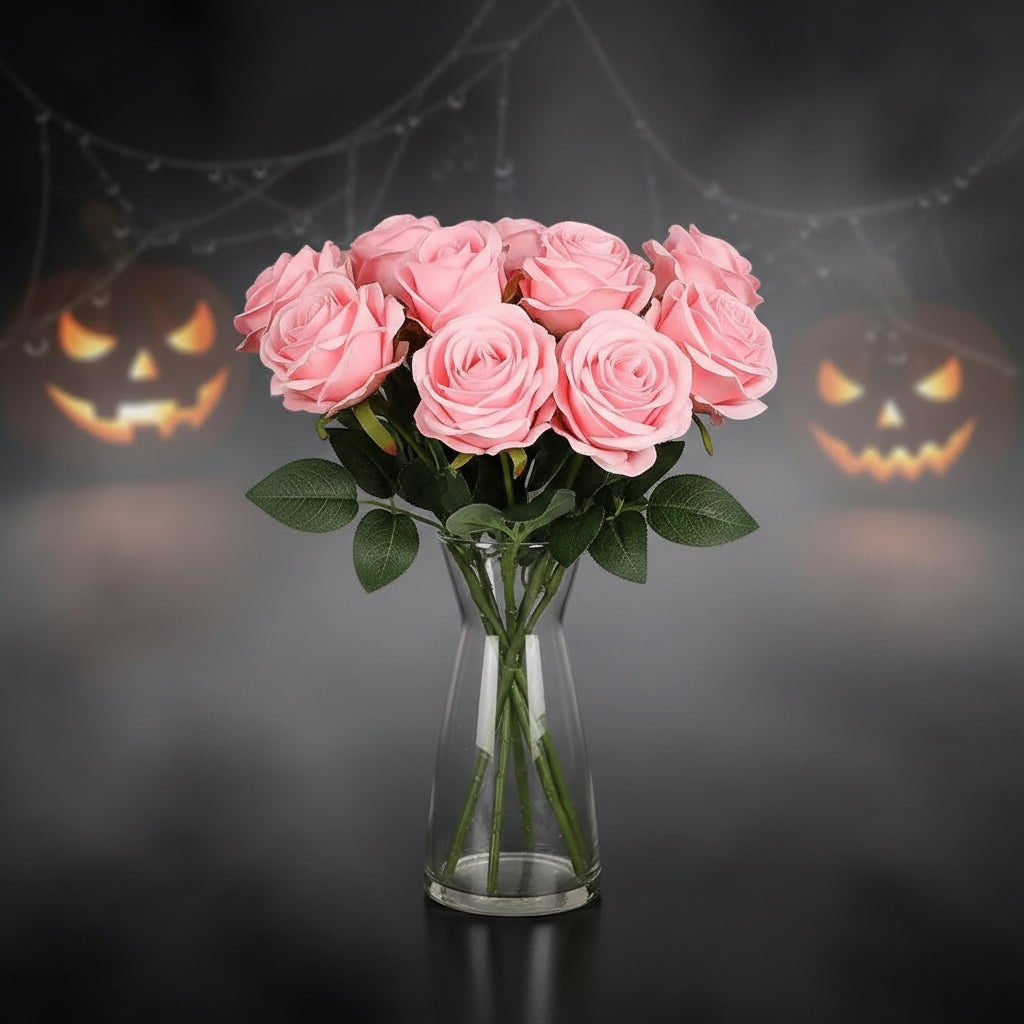 Halloween kunstrozen bulk groot boeket met realistische bloemblaadjes voor seizoensdecoratie