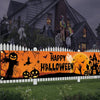 Halloween banner groot buitendecoratie met pompoenen heks en vleermuizen voor de tuin