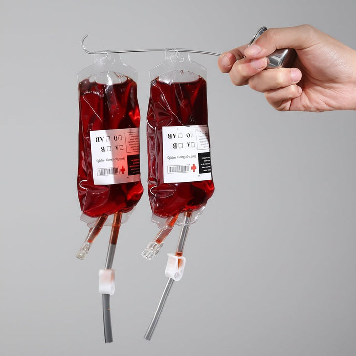 Halloween bloedzakken drankzakjes met spuit voor feestdecoratie en spookhuisrekwisieten