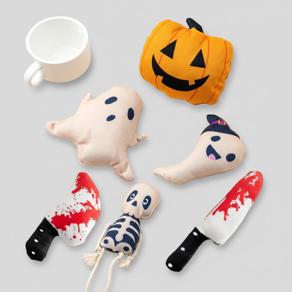 Halloween kattenkruidspeeltjes voor katten, interactief pluche speelgoed met spookachtige vormen
