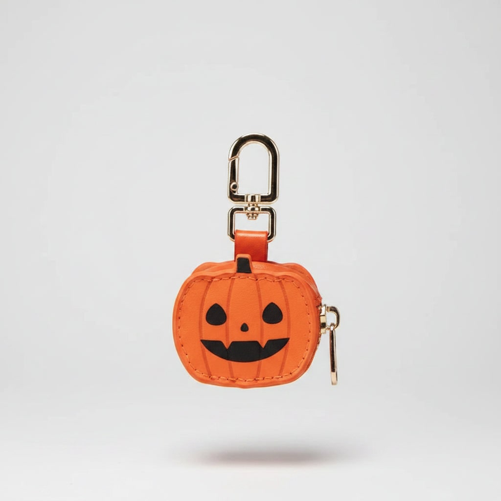 Halloween portemonneetje-sleutelhanger met sleutelhouder en rits-etui van imitatieleer