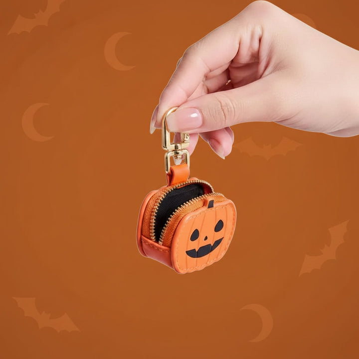 Halloween portemonneetje-sleutelhanger met sleutelhouder en rits-etui van imitatieleer