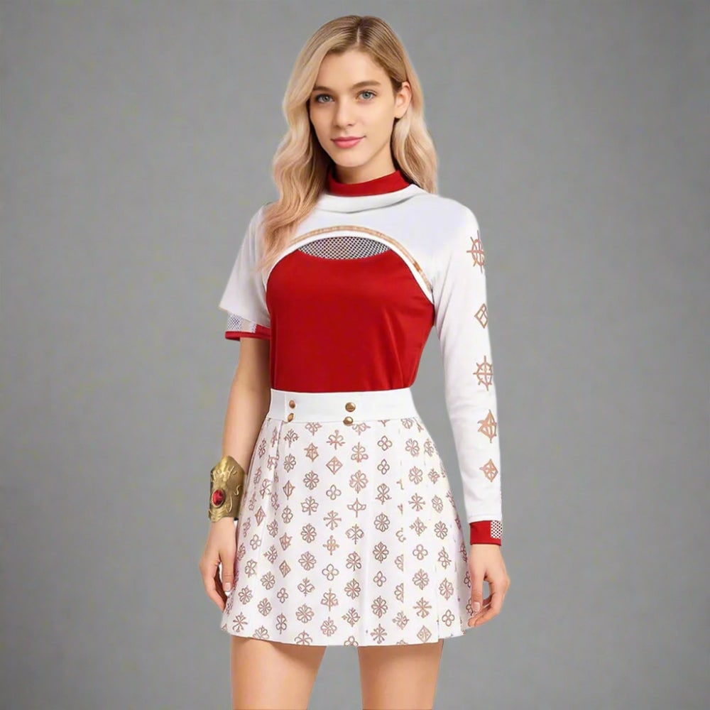 Halloween cosplaykostuum met capuchonbolero en plooirok, meerdelige set