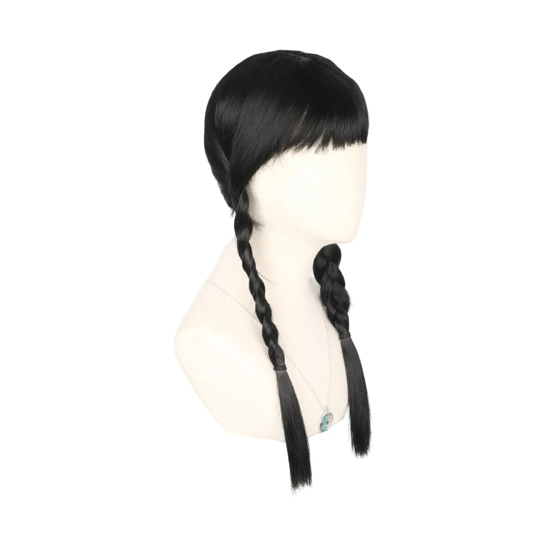 Halloween kostuumpruik met vlechten en rechte pony voor episch cosplay en verkleden