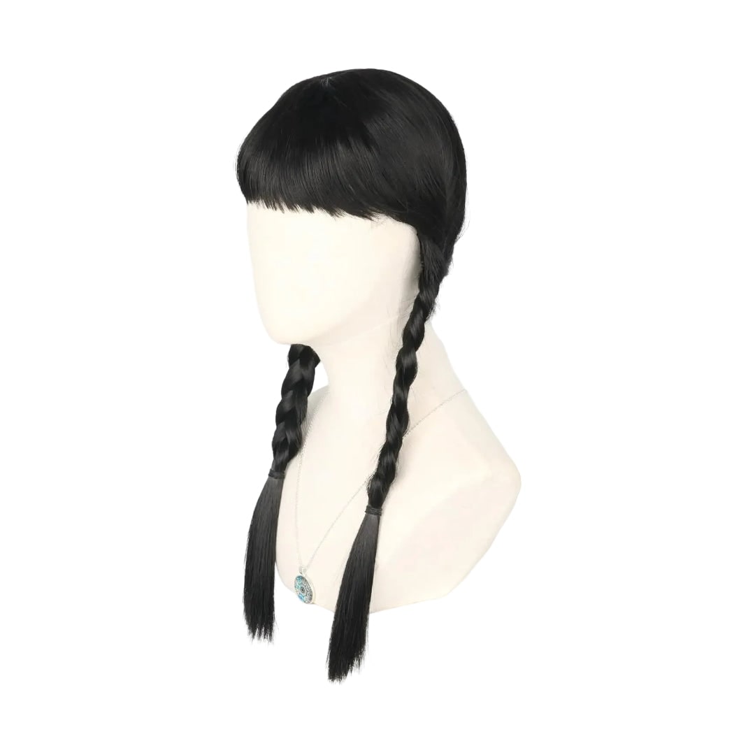 Halloween kostuumpruik met vlechten en rechte pony voor episch cosplay en verkleden
