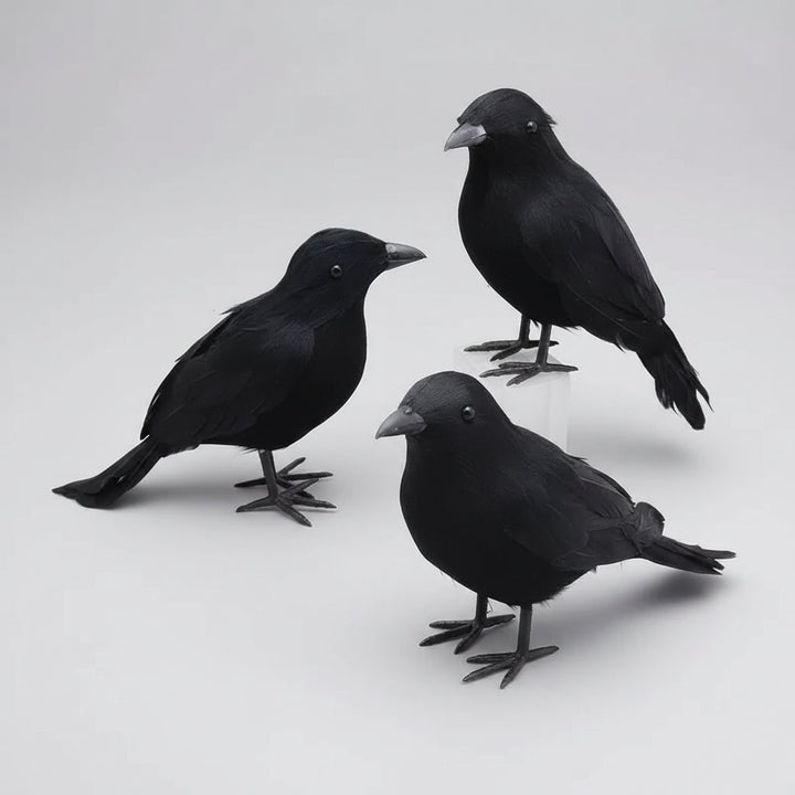 Halloween kraaiendecoraties, nep zwarte kunstkraaien voor tuin, spookhuis en feestdecoratie