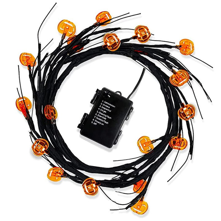 Halloweenslinger met verlichting, led-twijgen op batterijen voor schoorsteenmantel en buitendecoratie