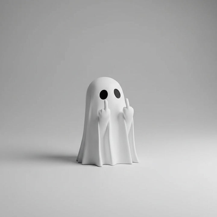 Halloween spookdecoratie beeldje met opgestoken middelvinger tafeldecoratie opblaasbaar