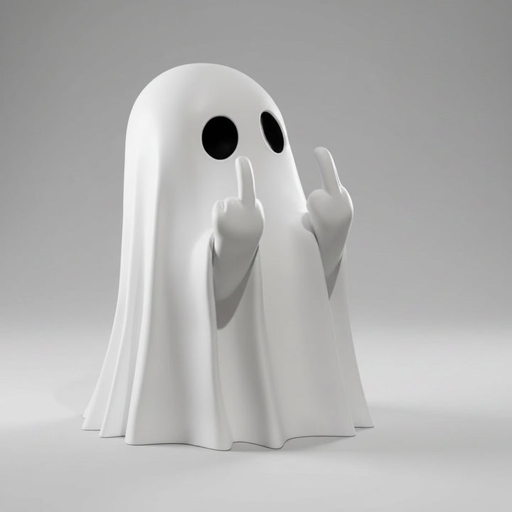 Halloween spookdecoratie beeldje met opgestoken middelvinger tafeldecoratie opblaasbaar