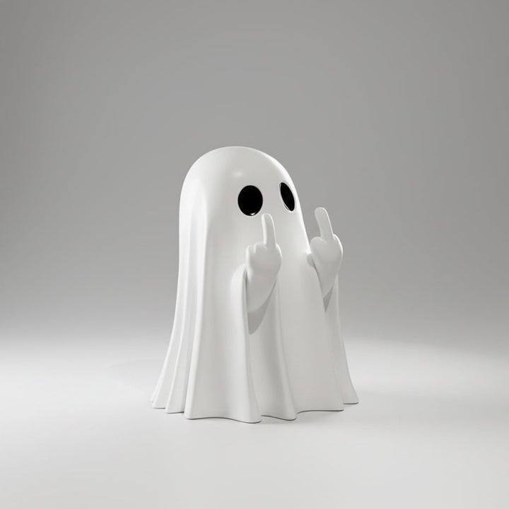Halloween spookdecoratie beeldje met opgestoken middelvinger tafeldecoratie opblaasbaar
