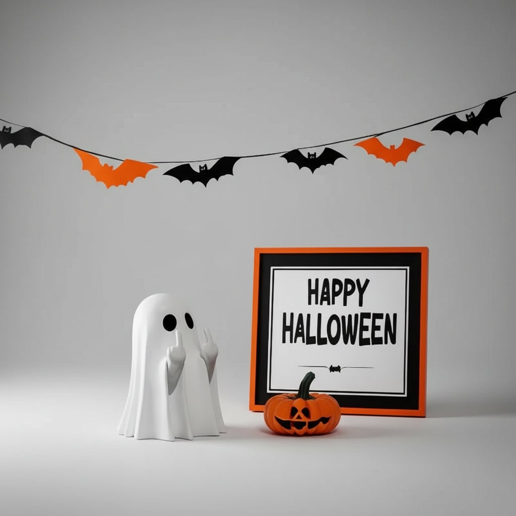 Halloween spookdecoratie beeldje met opgestoken middelvinger tafeldecoratie opblaasbaar
