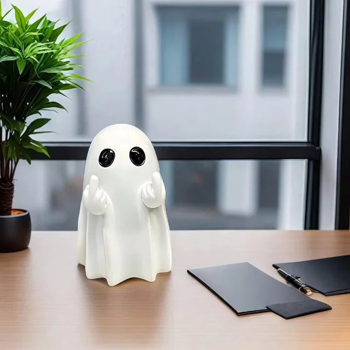 Halloween-spookdecoratie, tafelbeeldje met opgestoken middelvinger, opblaasbaar