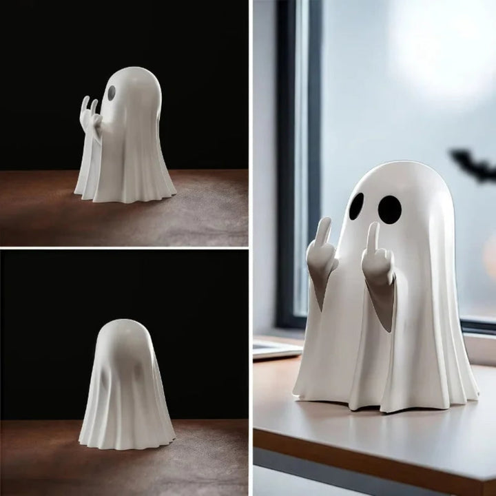 Halloween-spookdecoratie, tafelbeeldje met opgestoken middelvinger, opblaasbaar