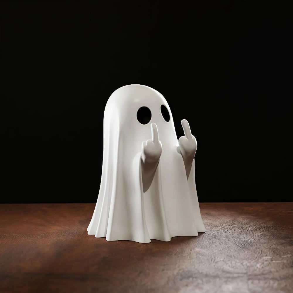 Halloween-spookdecoratie, tafelbeeldje met opgestoken middelvinger, opblaasbaar
