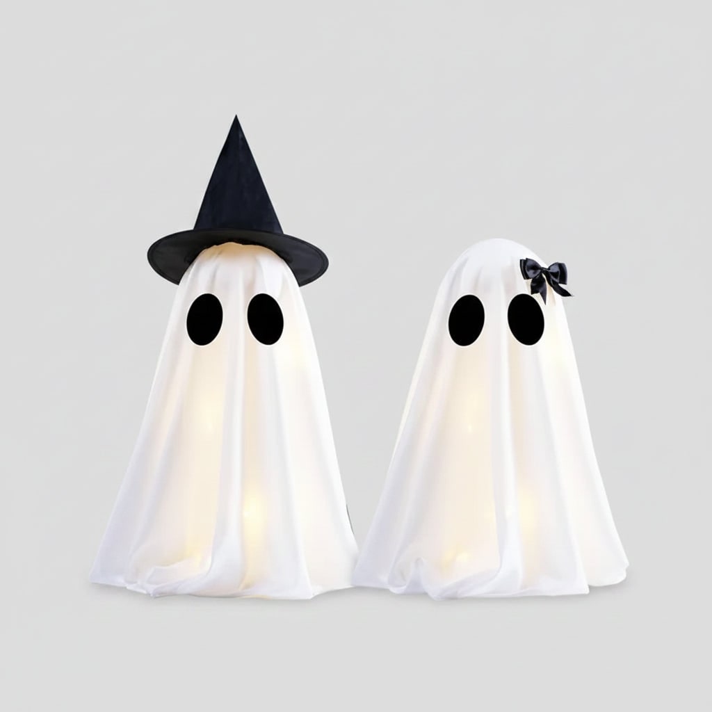 Halloween spookdecoratie met warmwitte ledverlichting set van twee voor tafelfeestdecoratie