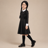 Halloween gothic schoolmeisje kostuumjurk met witte kraag en gevlochten cosplay-outfit
