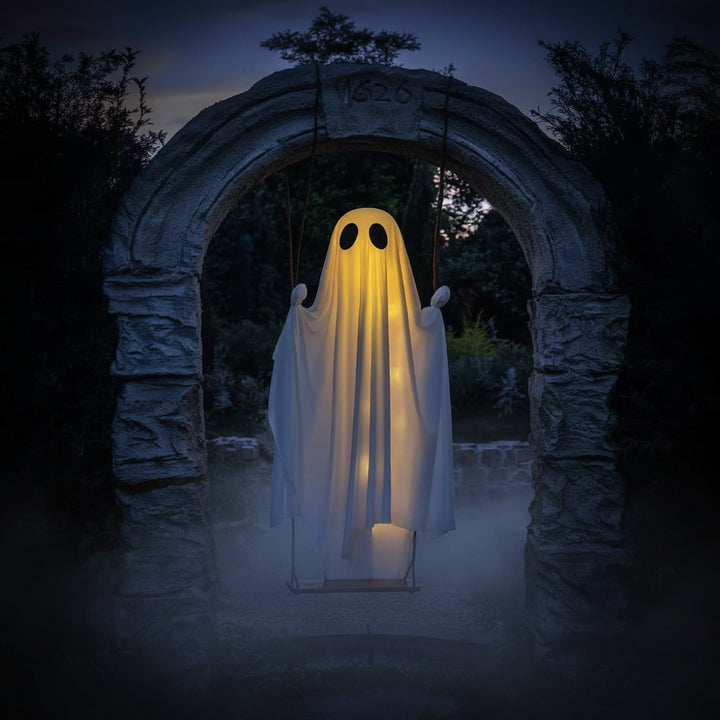 Halloween hangende spookdecoratie met ledlicht en schommel voor buiten tuin feestdecoratie