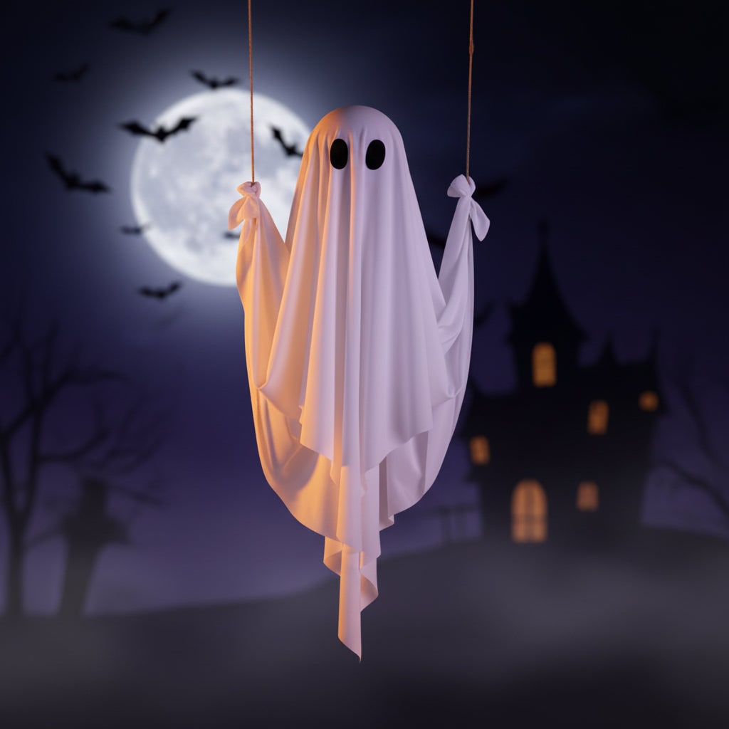 Halloween hangende spookdecoratie met ledlicht en schommel voor buiten tuin feestdecoratie
