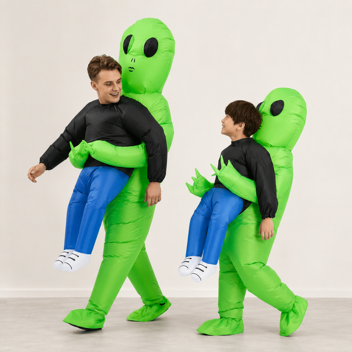 Halloween opblaasbaar alien-kostuum, opblaasoutfit voor feestjes met ingebouwde ventilator