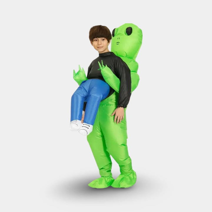 Halloween opblaasbaar alien-kostuum, opblaasoutfit voor feestjes met ingebouwde ventilator