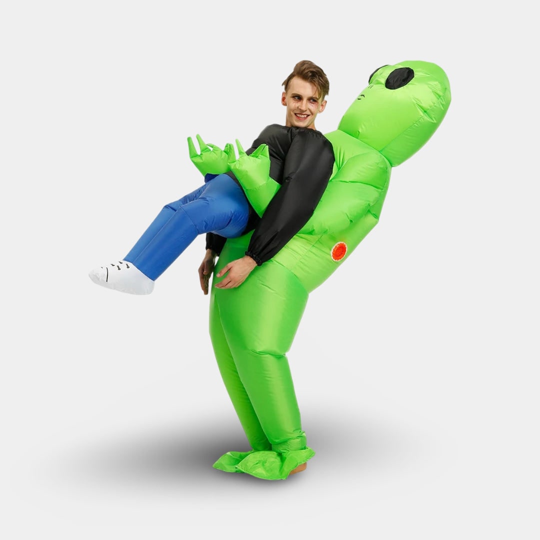 Halloween opblaasbaar alien-kostuum, opblaasoutfit voor feestjes met ingebouwde ventilator