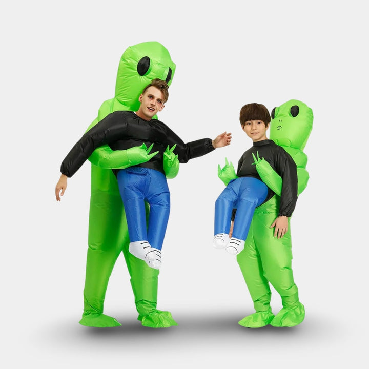 Halloween opblaasbaar alien-kostuum, opblaasoutfit voor feestjes met ingebouwde ventilator