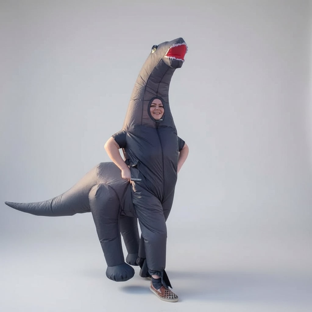 Halloween opblaasbaar dinosaurus kostuum outfit met lange nek en staart feest cosplay pak