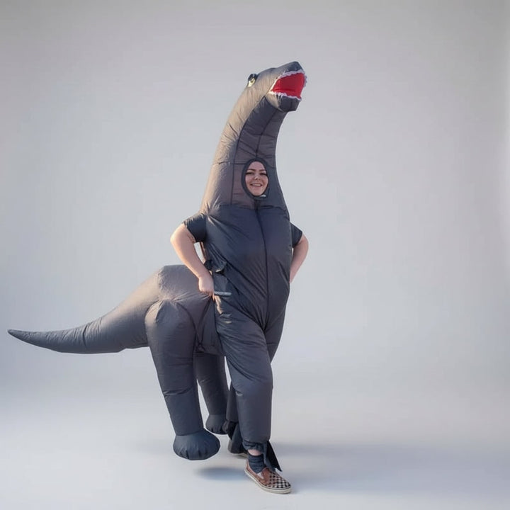 Halloween opblaasbaar dinosaurus kostuum outfit met lange nek en staart feest cosplay pak