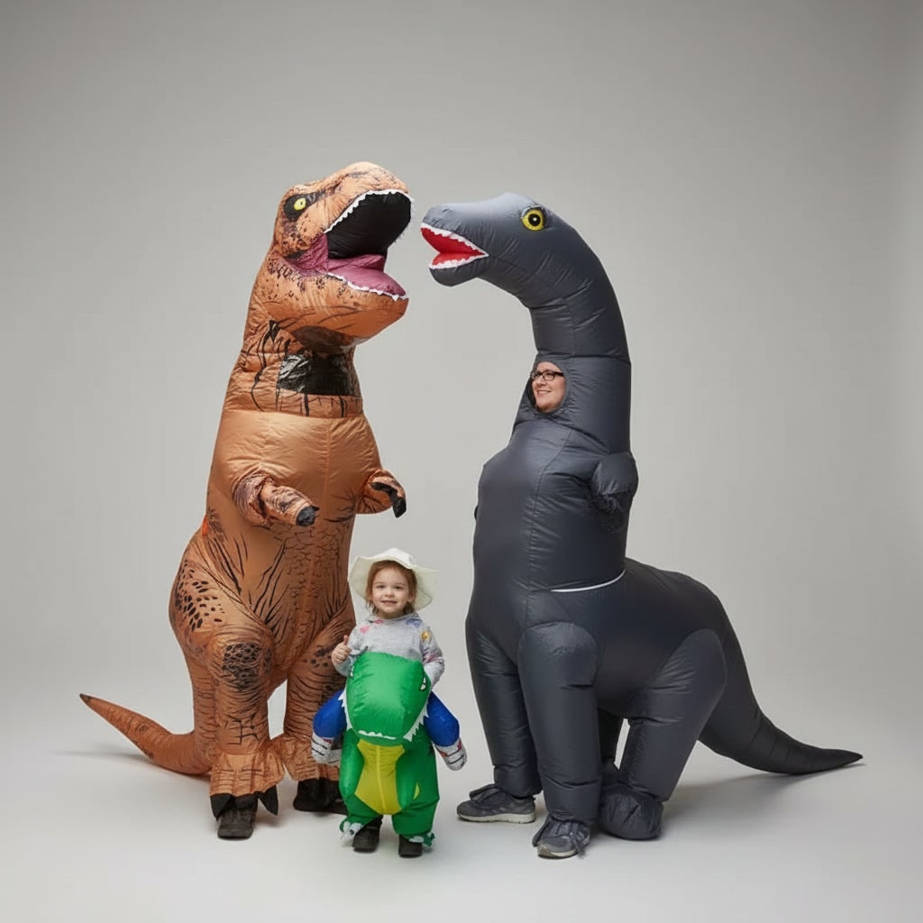 Halloween opblaasbaar dinosaurus kostuum outfit met lange nek en staart feest cosplay pak