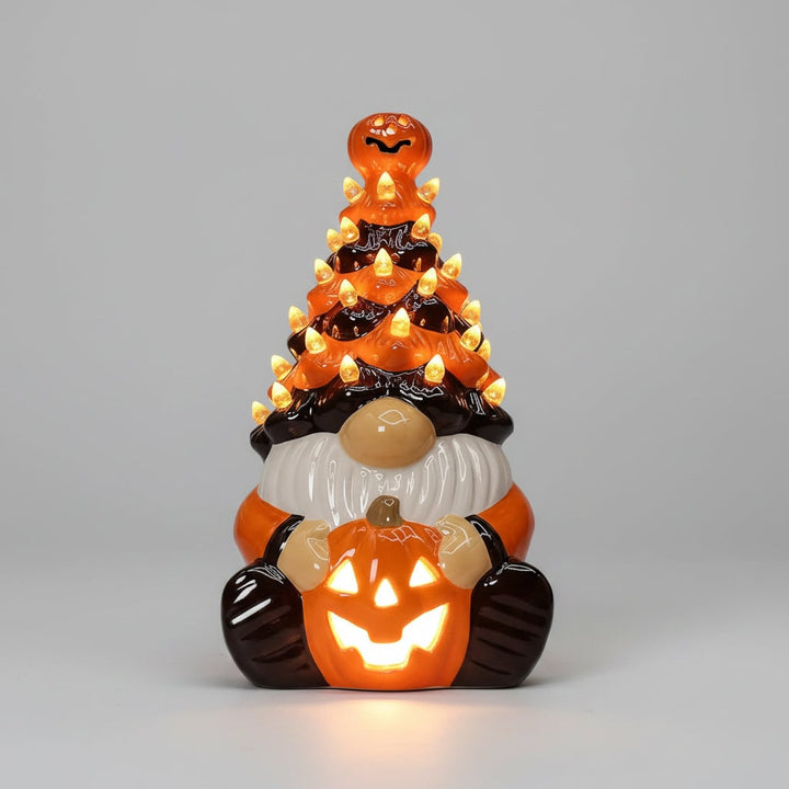 Halloween Jack O Lantern keramische kabouter lichtgevend figuurtje met pompoen voor feestdecoratie