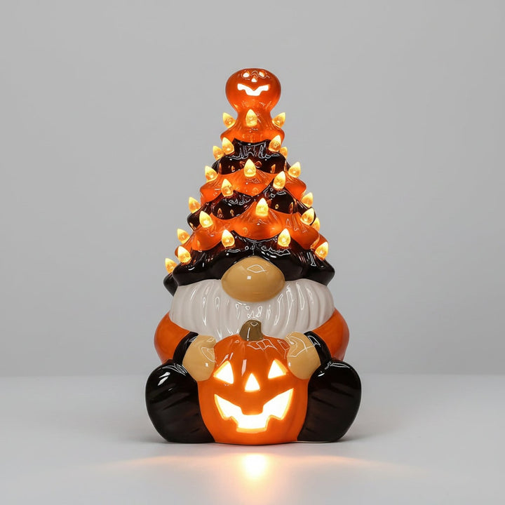 Halloween Jack O Lantern keramische kabouter lichtgevend figuurtje met pompoen voor feestdecoratie
