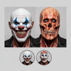 Halloween peel-off masker creepy clown en schedel dubbellaags latex kostuum
