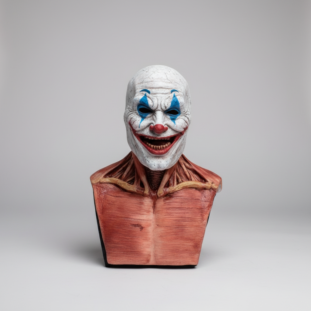Halloween peel-off masker creepy clown en schedel dubbellaags latex kostuum