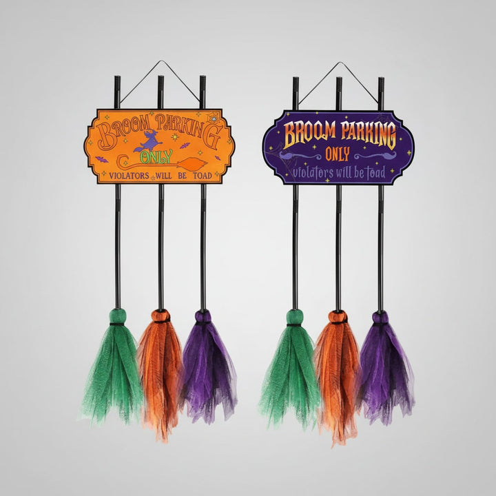 Halloween "No Parking Anytime"-bezembord met decoratief gaas, buitendecoratie voor de tuin