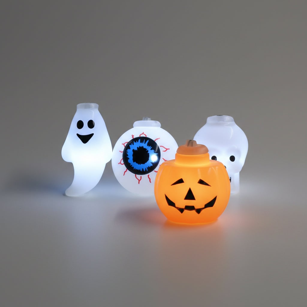 Halloween buitenlichtsnoer op batterijen met LED en griezelige decoratieve kapjes voor terras en feest