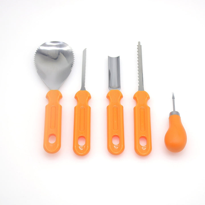 Halloween pompoenensnijset en gereedschap met roestvrijstalen zaag, lepel en opbergkoffer
