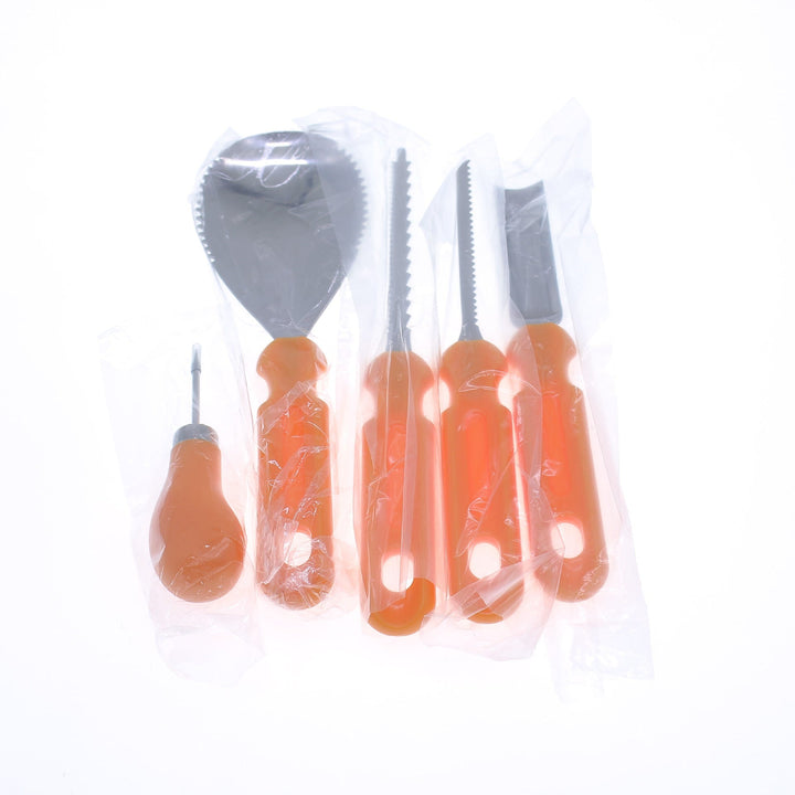 Halloween pompoenensnijset en gereedschap met roestvrijstalen zaag, lepel en opbergkoffer