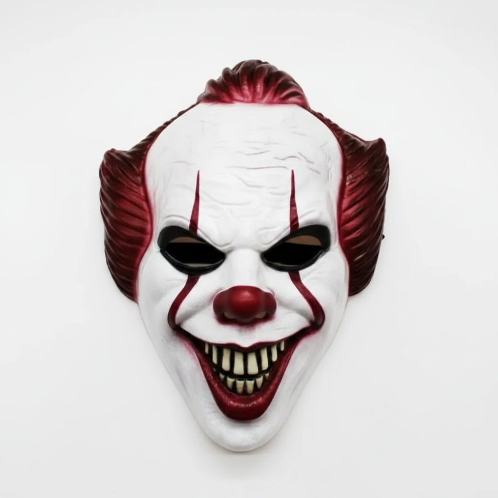 Halloween enge creepy clownsmasker met sinistere grijns voor feest en spookhuis