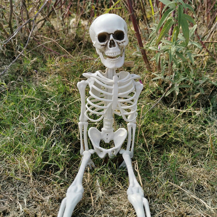 Halloween-skeletdecoratie en garagedeurhoes, verstelbaar plastic rekwisiet