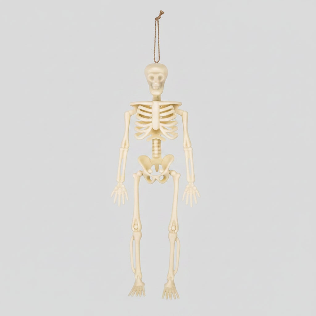 Halloween skeletdecoratie mini kunststof verstelbare figuurtjes met jutetouw voor feest en spookhuis