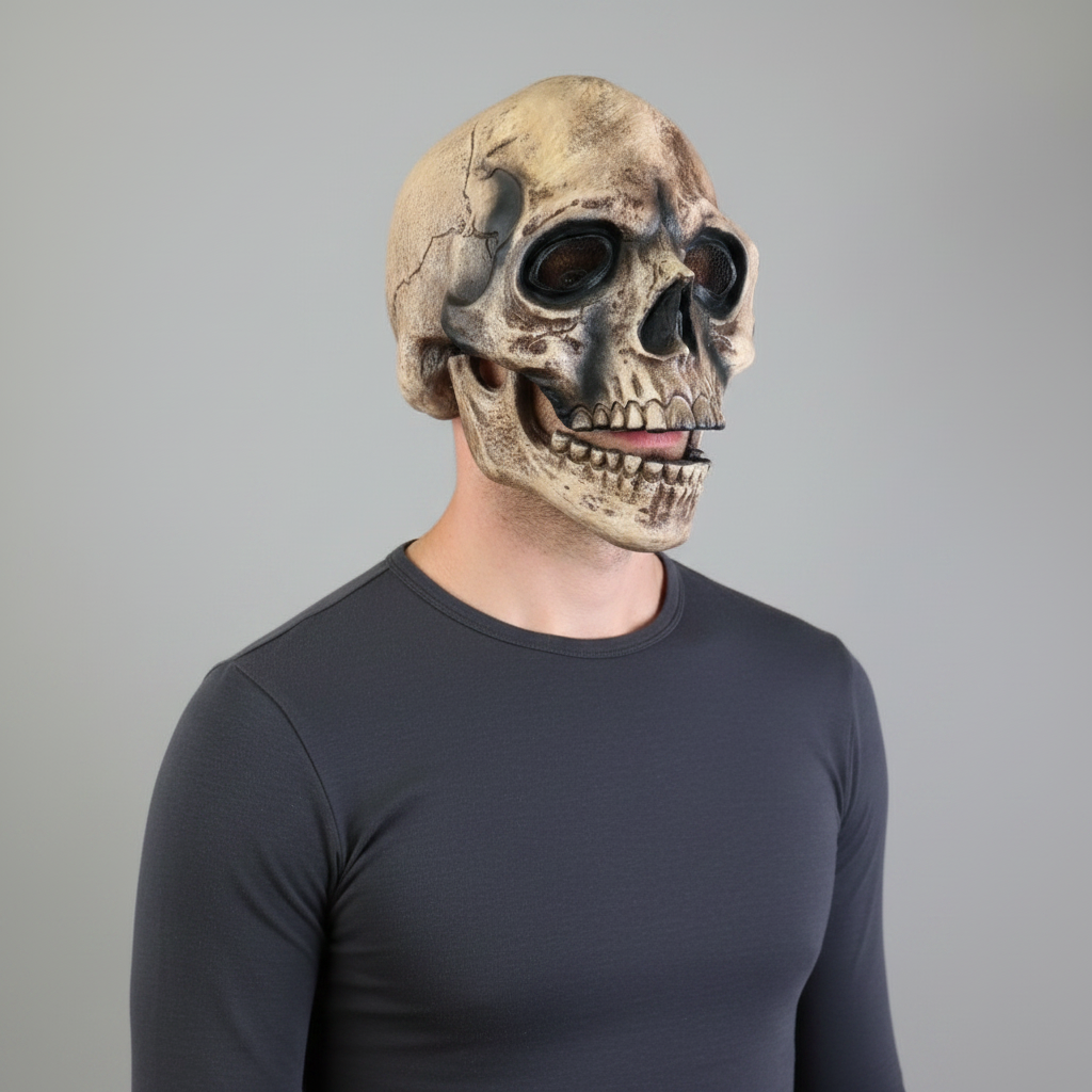 Halloween schedelmasker met bewegende kaak en griezelige meshogen voor cosplay kostuumfeest