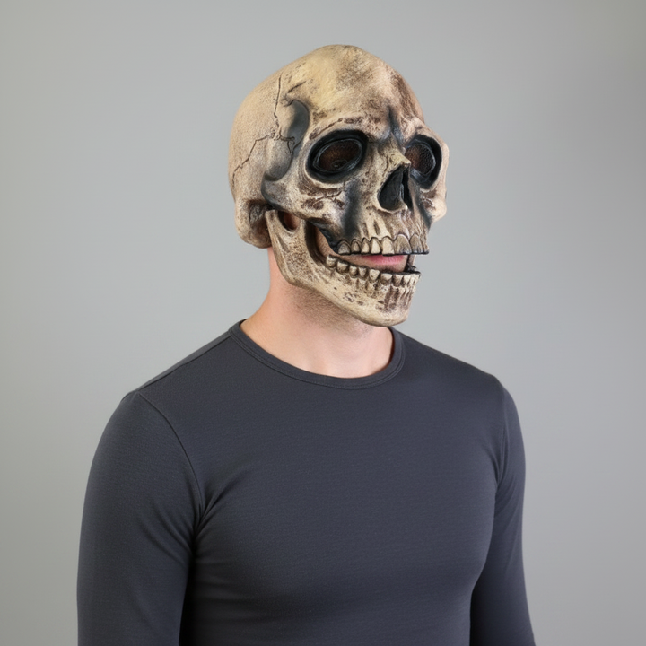 Halloween schedelmasker met bewegende kaak en griezelige meshogen voor cosplay kostuumfeest
