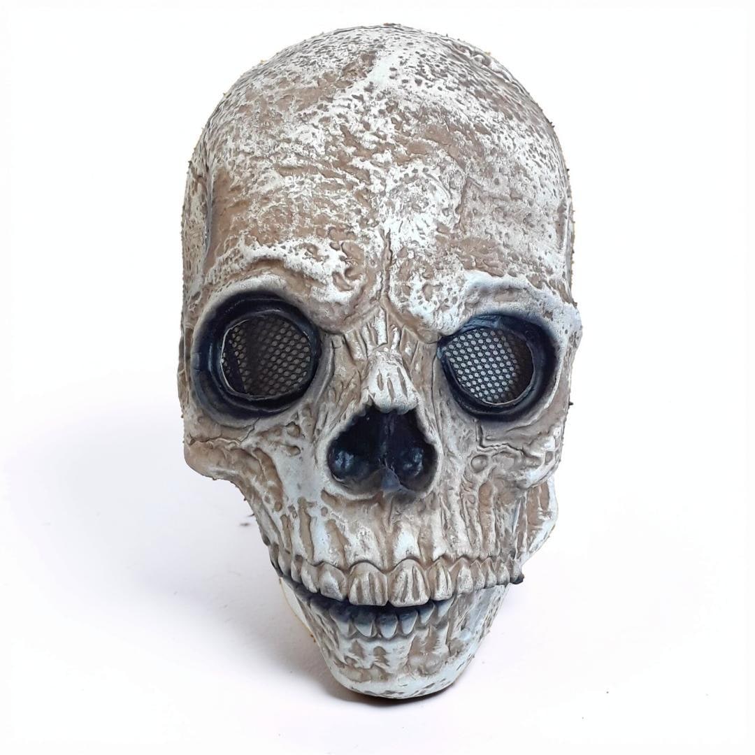 Halloween schedelmasker met bewegende kaak en griezelige meshogen voor cosplay kostuumfeest