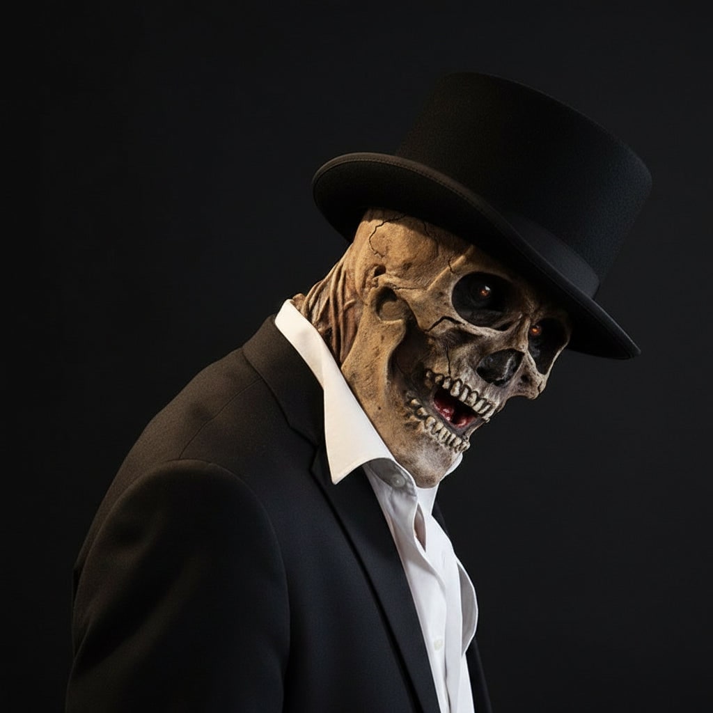 Halloween-schedelmasker met skeletborstplaat en blootliggende hersenen voor een eng feest