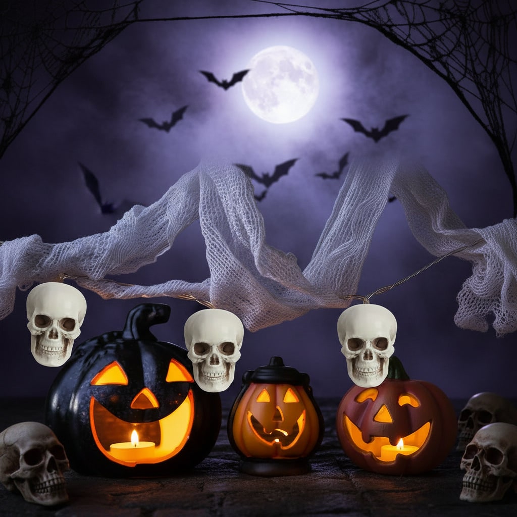 Halloween schedelrekwisieten en suikerdecoraties set van 10 mini plastic voor feest