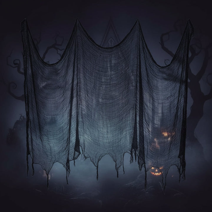 Halloween griezelige zwarte gaasnetdecoratie voor spookhuis feestdecoratie creepy cloth