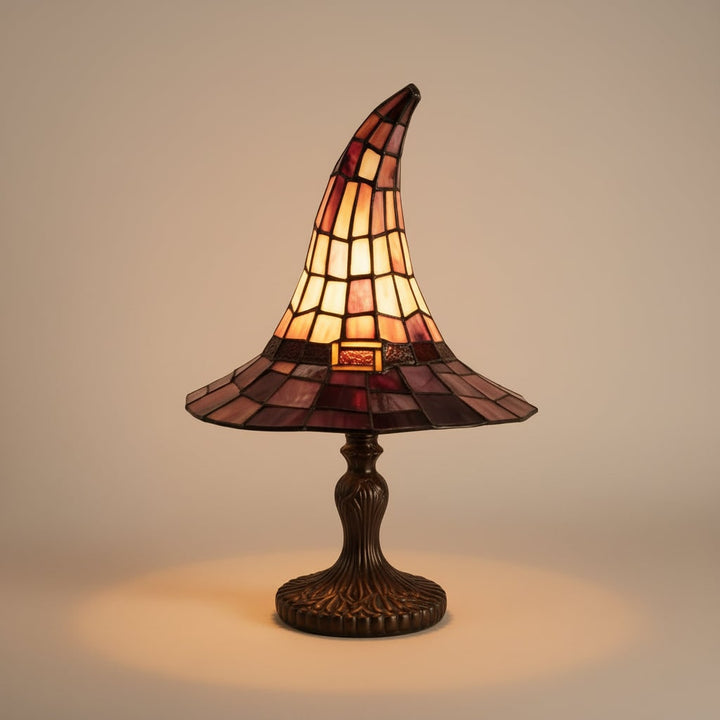 Halloween heksenhoed tafellamp met glas-in-loodkap