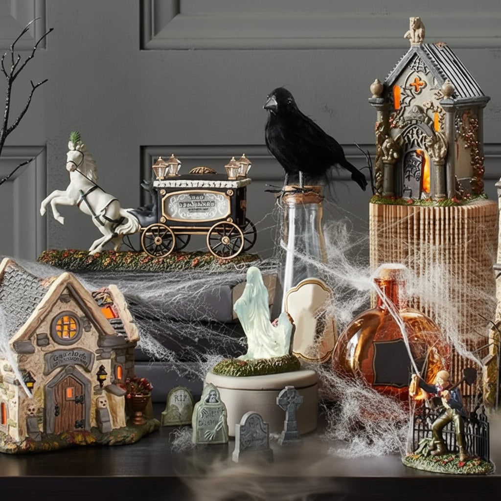 Halloween grafstenen en kerkhofdecoratie hars 4-delige set voor feest en tafeldisplay