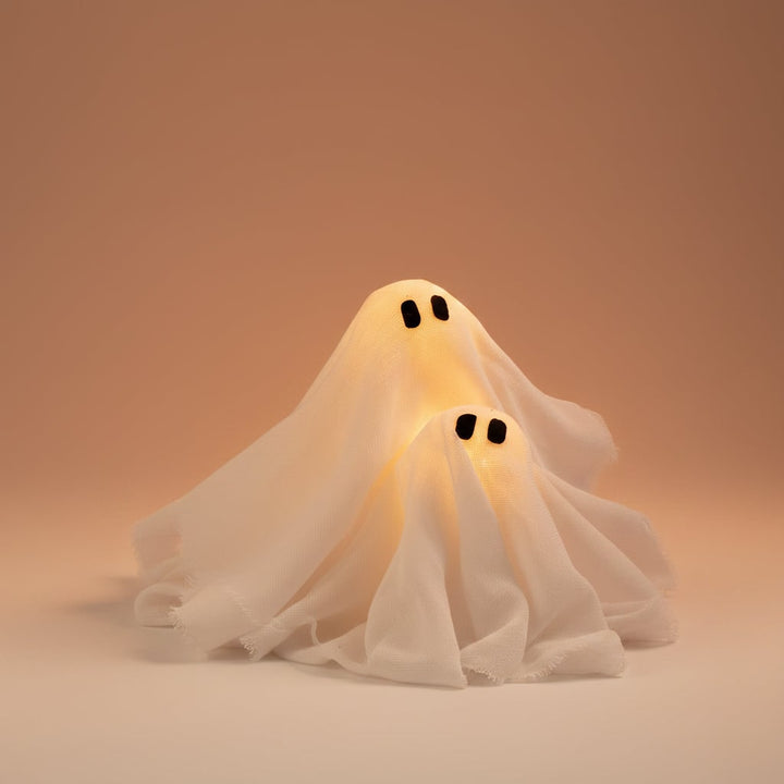 Halloweenkrans deurdecoratie met led-spookjes en gaasstof voor voordeur- en feestdecoratie