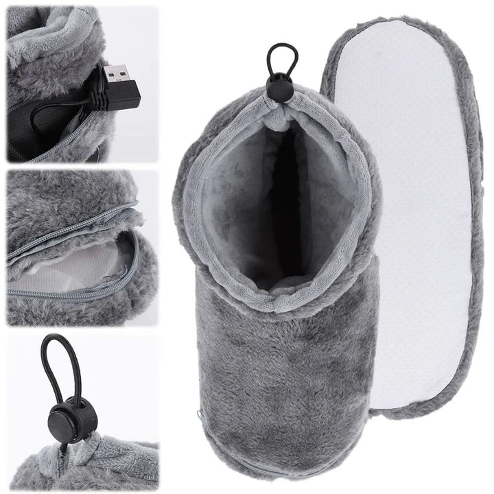 USB-verwarmde pluche pantoffels met voetboogsteun